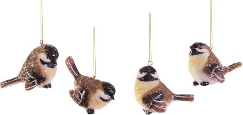 RAZ Imports Wintry Resin Chickadee Bird Ornaments - Set of 4