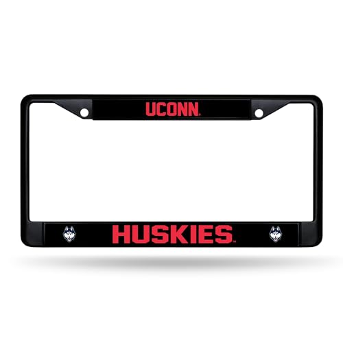 Cadre plaque immatriculation UCONN Huskies Connecticut noir chromé 30x15 cm