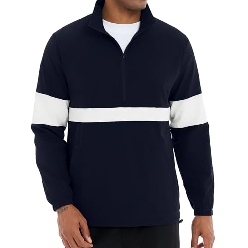 Image of EDITCOZY Men's Lightweight Quarter Zip Pullover Casual Windbreaker for Running Golf Jackets with 3 Pockets