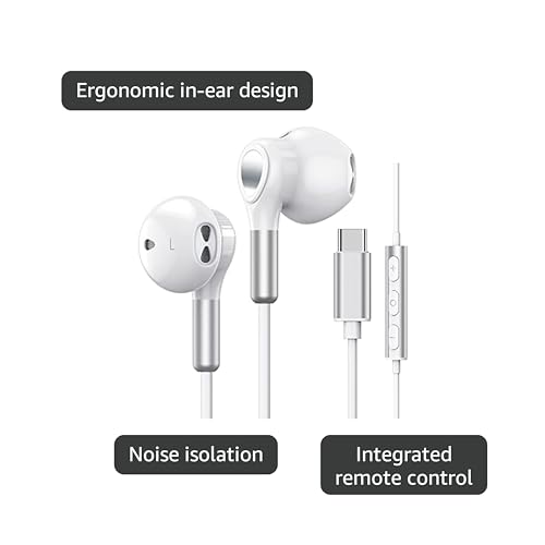 USB C Headphones for Samsung Galaxy S24 S23 Ultra S22 S21 FE S20 A54 A53 USB C Earphones with Mic Volume Control Wired Earbuds USB Type C Headphones for iPhone 16 15 Pro Max Plus iPad Pro Pixel 8 7 6a
