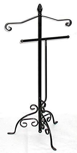 Relax e Design Indossatore, appendiabiti, servomuto per abiti in Ferro Battuto nero argento, altezza cm 110