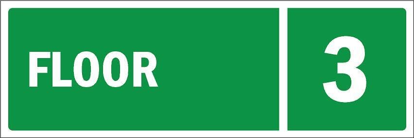 Floor level 3, green emergency sign - Self adhesive sticker (300mm x 100mm)