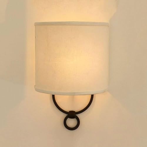 Apliques de pared V-intage Aplique de pared de metal negro Luz de lavado de pared Pantalla de tela Cabecera Accesorio de iluminación Lámpara de pared rústica Lámparas de granja , Araña de techo