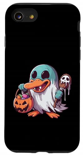 怖いハロウィーン カモノハシ ゴースト 不気味なキャンディバッグ スマホケース iPhone SE (2020) / 7 / 8 用