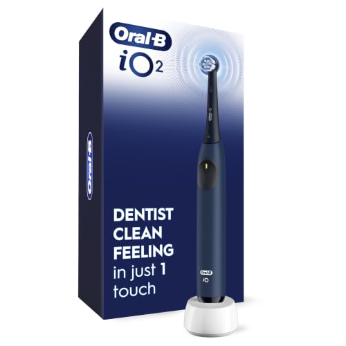 Image of Oral-B iO Electric Toothbrush, Series 2, Rechargeable, Dark Blue with 1 Gentle Care Brush Head - Automatic Pressure Sensor to Protect Gums - 3 Modes - 2 Min Timer