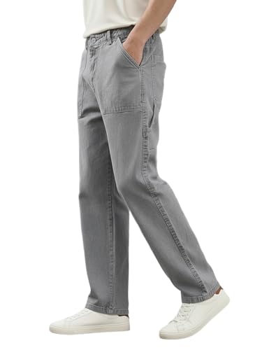 Image of Urbano Fashion Men's Loose Mid Rise Baggy Fit Cargo Carpenter Jeans with 6 Pockets Non-Stretchable