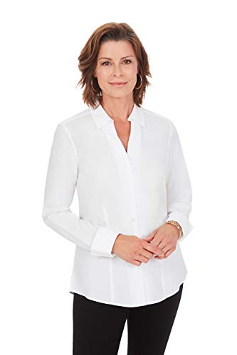 Foxcroft Women's Long Sleeve Lauren Non Iron Shirt, White, 4