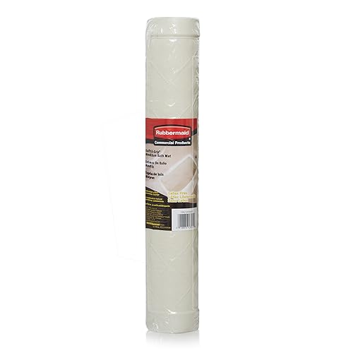 Image of Rubbermaid Commercial Products Safti-Grip Bath Mat, Medium, White, Suction-Backed, Non-Slip for Commercial /Residential Use for Shower Stall /Bathtub /Bathroom