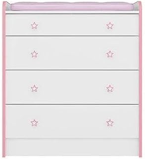 Cômoda com trocador infantil doce sonho 04 gavetas rosa