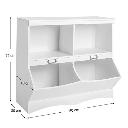Decopatent Spielzeugschrank/Bücherregal für Kinder - Holzschrank für Kinderzimmer - Zur Aufbewahrung von Spielzeug, Kuscheltieren, Heften. Kinderzimmer Lagerschrank in Weiß – Bild 4