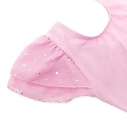 Image of EQSJIU Ballet Leotards for Girls with Removable Skirt Combo Tie Ruffle Sleeve Outfit