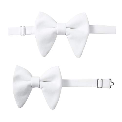 Image of GUSLESON Mens Solid Plaid Velvet Pre-tied Adjustable Bow Tie and Pocket Square Cufflink Set with Gift Box