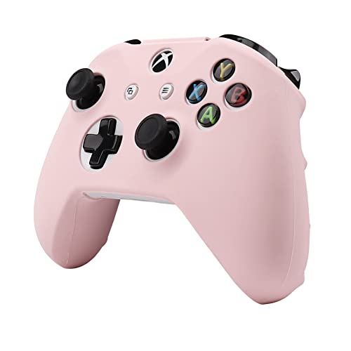 Image of Pink Skins RALAN,Silicone Controller Cover Skin Protector Compatible for Xbox One S /X Controller (Pink Pro Thumb Grip x 2,Cat + Skull Cap &Cover Grip x 2)