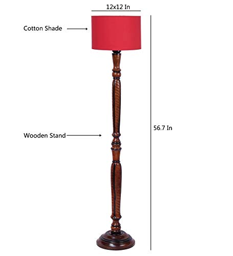 Image of Devansh Red Cotton Wooden Floor lamp