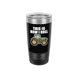 Rogue River Tactical Funny Farmer This is How I Roll Tractor Large 20 Ounce Travel Tumbler Mug Cup wLid Sarcastic Country Farming Gift Black