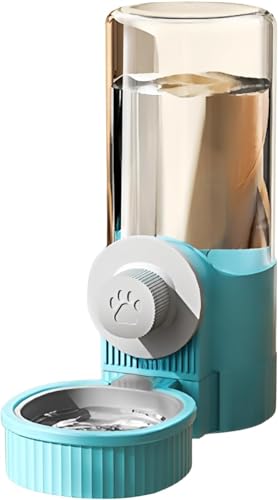 Xoziloペット自動給餌器 (1200ml) 給水器 (520ml) 吊り下げ式 大容量 透明 蓋付き ペット用品 猫犬兎小動物飲水器 75°傾斜 ボウル口展開5cm 重力式給餌器 ケージ取り付け 不要固定工具 新鮮さ保持 清掃便利 短期出張 留守番用