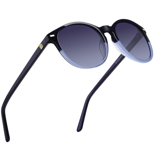 Duco Lunettes de Soleil Femme Polarisées Mode Rétro Vintage la Protection UV 400 pour Conduire Voyager DC1230 (Bleu)
