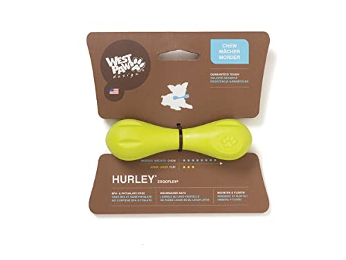 WEST PAW Zogoflex Hurley Dog Bone Chew Toy – Floatable Pet Toys for Aggressive Chewers, Catch, Fetch – Bright-Colored Bones for Dogs – Recyclable, Dishwasher-Safe, Non-Toxic, Small, Granny Smith