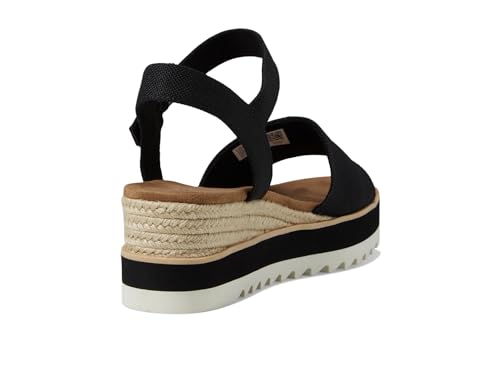 Image of TOMS Women's Diana Wedge Heel Sandal, Leather Upper, Rope-Wrapped Midsole, Adjustable Strap, Buckle, OrthoLite Insole
