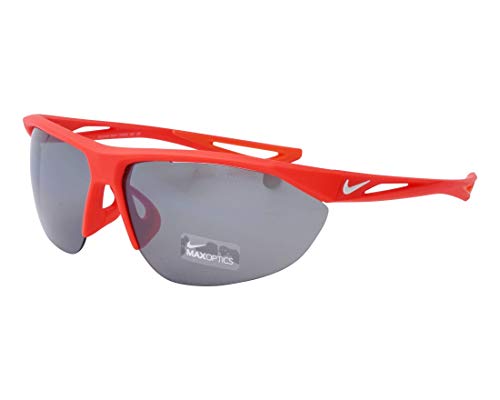 Nike EV0916-600 Tailwind Swift Frame Grey with Silver Flash Lens Sunglasses, Matte Bright Crimson/White