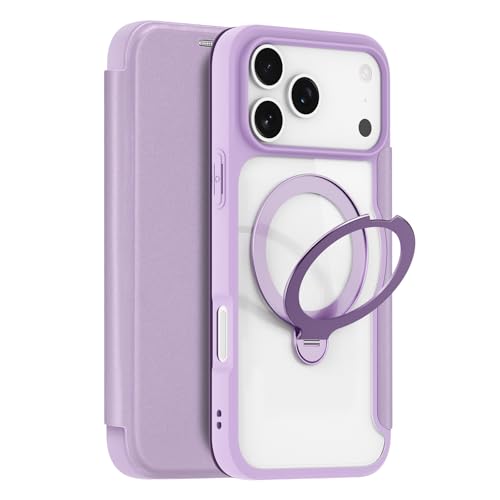 Coque iPhone 17 Pro Max avec support magnétique et anneau rotatif à 360 degrés rose