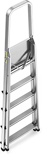 Trittleiter 3 Stufen von DRABEST – Klappbare Aluminiumleiter mit Ablage