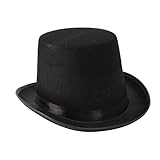 COLLECT PRESENT Deluxe Black Costume Hat – Top Hat for Men & Women – Elegant Party Accessory for Halloween, Themed Events, or Formal Cosplay – One Size Fits Most – Unisex Design
