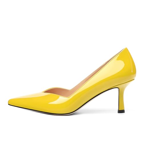 Image of Women Pointed Closed Toe 2.5 Inch Kitten Heel Slip On Pumps | Elegant Comfort Formal Dress Footwear, Versatile Ladies Shoes For Office Wedding Party Evening Daily Occasions