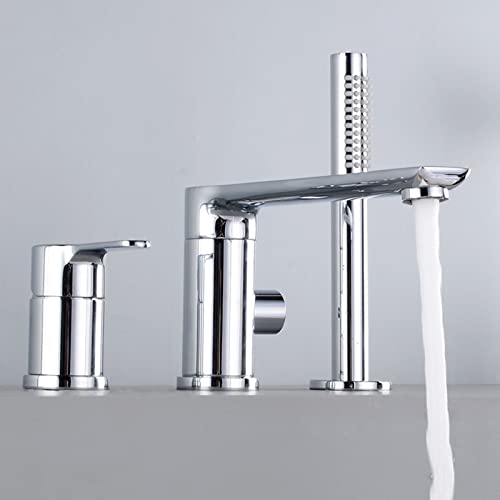 Mélangeur de bain avec douchette et flexible or brossé 3 trous