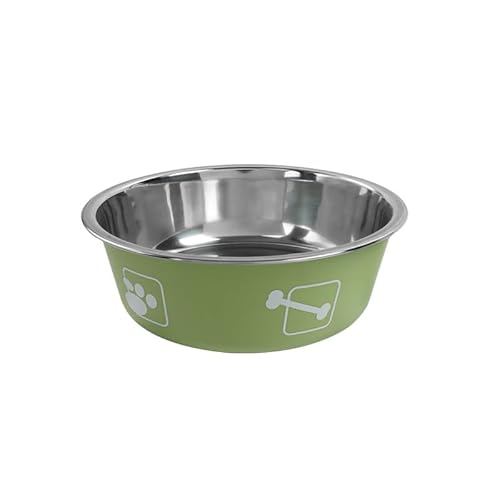 ペット用 食器 ステンレス フードボウル 滑り止め 餌入れ 犬 猫 大容量 シリコン付 3色展開 (若草色,M)