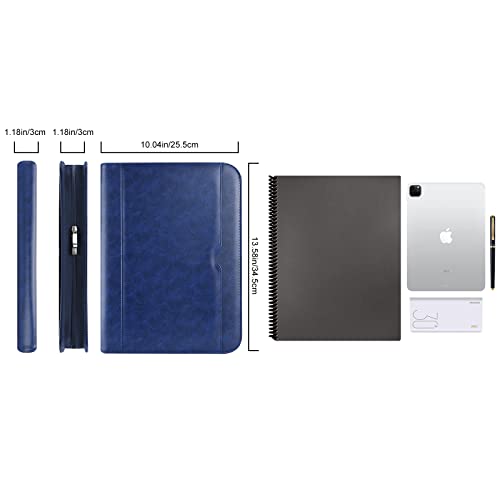 Image of ProCase Portfolio Business Padfolio Folder with Zipper -Navy | Conference Meeting Executive File Legal Document Organizer with Pockets Letter Size A8 Writing Pad Notepad Padfolio