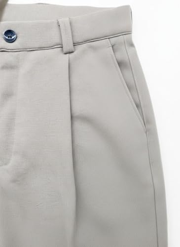 Image of INDICLUB Men's Pleated Dress Trousers, High Waist, Straight Leg, Business Casual Pants