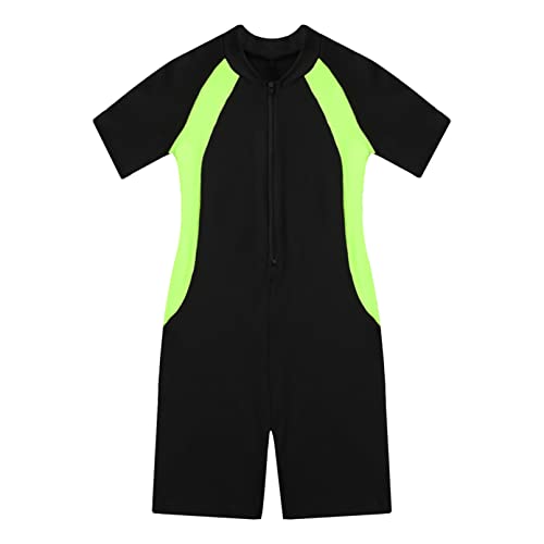 Boys Girls One Piece Short Sleeve Rash Guard Swimsuit Sun Protection Wetsuit Zipper Bathing Suits3
