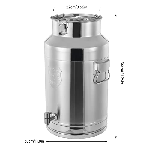 DUTTIETY 35L/9.24Gallon Milk Can with Faucet, Heavy Duty Milk Jug Milk Bucket Transport Container Wine Pail Bucket Bottle Stainless Steel with Sealed Lid for Milk and Wine Liquid Storage