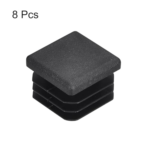 Image of uxcell 8Pcs 20mmx20mm(0.79inch) Plastic Tubing Plug Square Post End Caps for Handrail Stair Newel Guardrail Tube Black