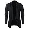 Casual Men's Cardigan with Long Sleeve, Shawl Collar, and Asymmetrical Overlap, Open Front for Everyday Style (L Black) #2