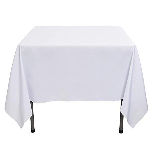 YRYIE 70 x 70 Inch Kitchen Tablecloth Square White Solid Polyester Washable