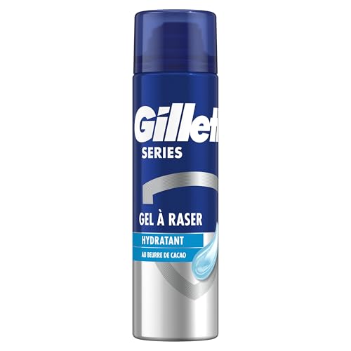 Gillette Gel A Raser Homme, Hydratant Au Beurre De Cacao, Formule Se Transforme En Mousse Protectrice Pour Restaurer La Barrière D’Hydratation Naturelle,...