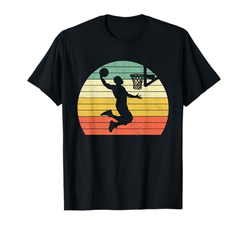 Vintage Retro Basketball Dunk T-Shirt Sunset Colors Men Boys