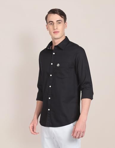 Image of U.S. Polo ASSN. Men's Solid Spread Collar Premium Cotton Dobby Tailored Fit Shirt