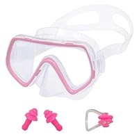 DAVBNM Snorkel Mask for Kids, Swimming Goggles with Nose Cover, No Leak 180° View Diving Mask with Nose Clip and Earplugs, Scuba Diving Goggles Anti-Fog for Children Aged 4-15