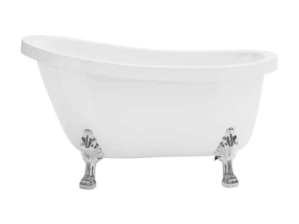 Vente-unique-Vasca da bagno freestanding con piedi argento zampa di leone 200l 145x74x77cm Bianco Rétro - NISOS II