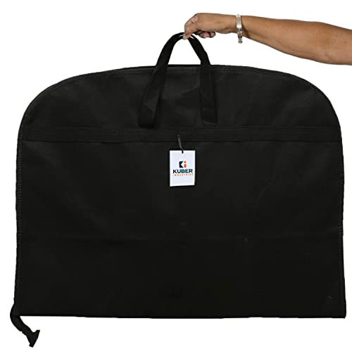 Image of Kuber Industries Suit covers with zip for Men, Women|foldable Blazer cover|Cloth Organizer for Wardrobe|Transparent Window & Premium Zipper|Pack of 2 (Black)