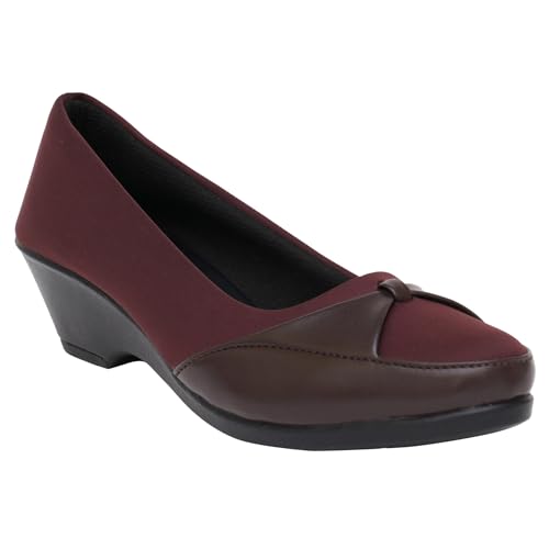 Image of XE Looks Women's Black Slip-On Wedge Bellies - Lightweight, Stylish Shoes with Soft Fabric Upper and Comfortable Cushioning Bellies for Girls & Women