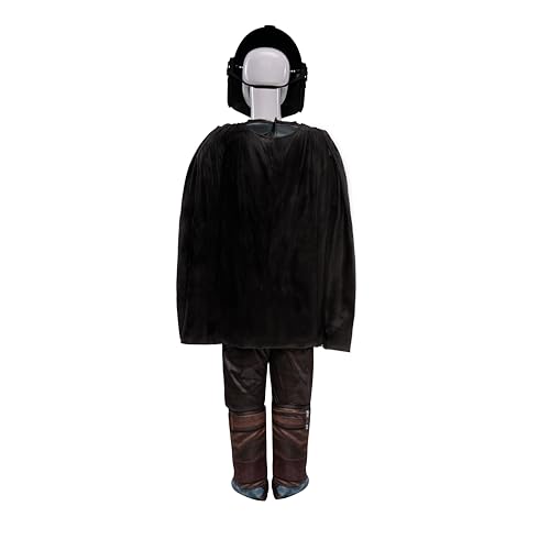 STAR WARS The Mandalorian Official Youth Halloween Costume - Padded Jumpsuit with Gloves, Detachable Cape, Plastic Mask