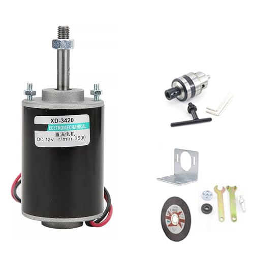 30W High-Speed Permanent Magnet DC Motor 12V/24V, 3500-7000RPM, Adjustable Speed, Reversible, Mini Motor with Threaded Shaft for Drills, Grinders, DIY Tools