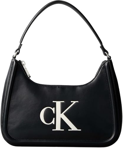 Calvin Klein Donna Borsa a Spalla Bold Small con Logo, Nero (Black/White), Taglia Unica