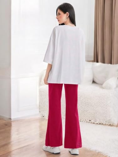Image of My Swag Womens Co Ord Set Half Sleeve Loose Fit Cotton T-Shirt & Trouser for Women & Girl