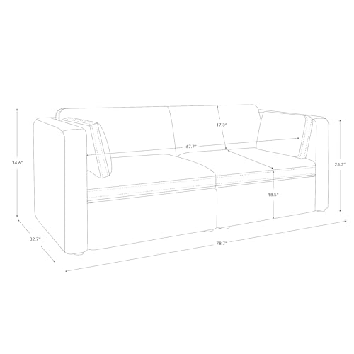 Image of CHITA 78 inch Modular Sectional Sofa,2 Seat Modular Couch, Moss Green