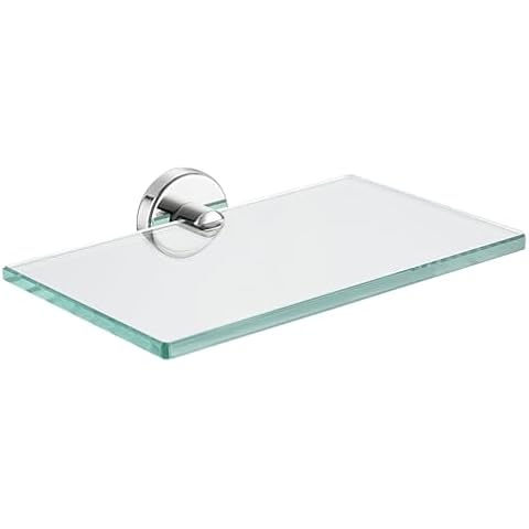 JQK Chrome Tempered Glass Bathroom Shelf Cover